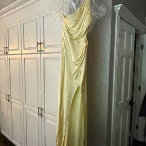 Bridesmaid Dress -Shona Joy Lemon La Lune Asymmetrical Gathered Maxi Dress - S 6